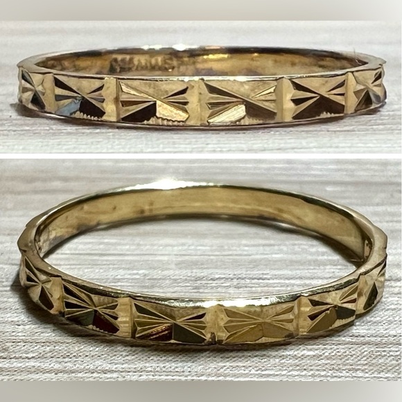 MWS Jewelry - Vintage Designer Signed MWS Gold Over Sterling Silver Thin Band Ring, Size 6.75